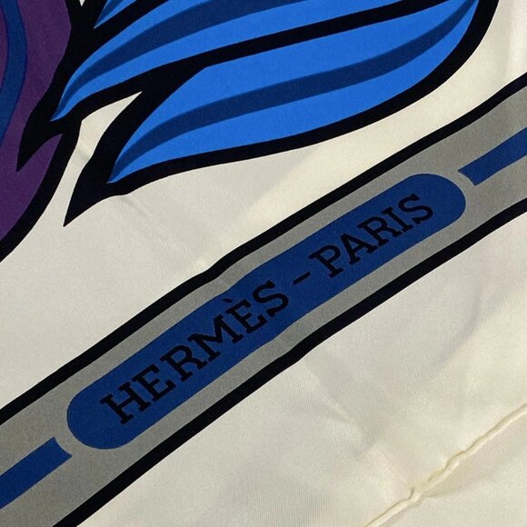 HERMES Bolduc AU Cream Gray Multi Scarf bran-478-090825 - Picture 3 of 7